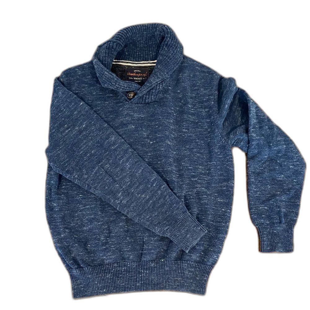 Vintage Weatherproof Men's Grampa Heathered Navy Turtleneck Shawl Sweater S